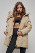Оптом Зимняя женская куртка модная с капюшоном светло-коричневого цвета 52361SK в Казани, фото 14