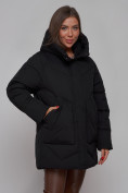 Оптом Зимняя женская куртка модная с капюшоном черного цвета 52362Ch в Казани, фото 10