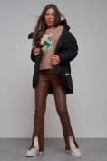 Оптом Зимняя женская куртка модная с капюшоном черного цвета 52362Ch в Казани, фото 14