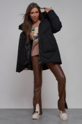 Оптом Зимняя женская куртка модная с капюшоном черного цвета 52362Ch в Екатеринбурге, фото 15