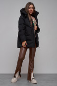 Оптом Зимняя женская куртка модная с капюшоном черного цвета 52362Ch в Екатеринбурге, фото 16
