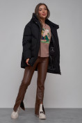 Оптом Зимняя женская куртка модная с капюшоном черного цвета 52362Ch в Казани, фото 21