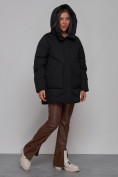 Оптом Зимняя женская куртка модная с капюшоном черного цвета 52362Ch в Казани, фото 6