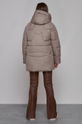 Оптом Зимняя женская куртка модная с капюшоном светло-коричневого цвета 52362SK в Екатеринбурге, фото 4