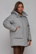 Оптом Зимняя женская куртка модная с капюшоном светло-серого цвета 52362SS в Казани, фото 10