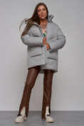 Оптом Зимняя женская куртка модная с капюшоном светло-серого цвета 52362SS в Казани, фото 18