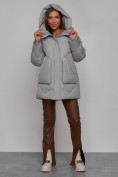 Оптом Зимняя женская куртка модная с капюшоном светло-серого цвета 52362SS в Екатеринбурге, фото 5