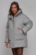 Оптом Зимняя женская куртка модная с капюшоном светло-серого цвета 52362SS в Казани, фото 9