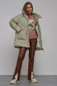 Оптом Зимняя женская куртка модная с капюшоном светло-зеленого цвета 52362ZS в Казани, фото 15