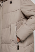 Оптом Пальто утепленное молодежное зимнее женское бежевого цвета 52363B, фото 10