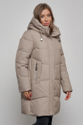 Оптом Пальто утепленное молодежное зимнее женское бежевого цвета 52363B, фото 8