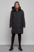 Оптом Пальто утепленное молодежное зимнее женское черного цвета 52363Ch в Самаре