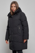 Оптом Пальто утепленное молодежное зимнее женское черного цвета 52363Ch в Сочи, фото 8