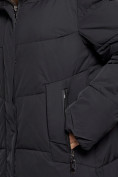 Оптом Пальто утепленное молодежное зимнее женское черного цвета 52363Ch в Санкт-Петербурге, фото 9