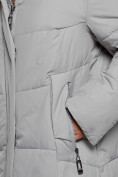 Оптом Пальто утепленное молодежное зимнее женское серого цвета 52363Sr в Астане, фото 10