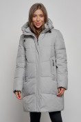 Оптом Пальто утепленное молодежное зимнее женское серого цвета 52363Sr в Екатеринбурге, фото 7
