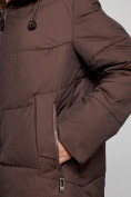 Оптом Пальто утепленное молодежное зимнее женское темно-коричневого цвета 52363TK, фото 10