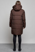 Оптом Пальто утепленное молодежное зимнее женское темно-коричневого цвета 52363TK в Екатеринбурге, фото 4