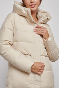 Оптом Пальто утепленное молодежное зимнее женское бежевого цвета 52382B в Екатеринбурге, фото 16