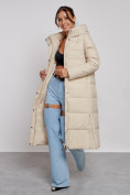 Оптом Пальто утепленное молодежное зимнее женское бежевого цвета 52382B в Оренбурге, фото 20