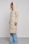 Оптом Пальто утепленное молодежное зимнее женское бежевого цвета 52382B в Омске, фото 6