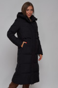 Оптом Пальто утепленное молодежное зимнее женское черного цвета 52382Ch, фото 10