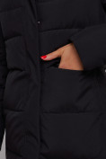 Оптом Пальто утепленное молодежное зимнее женское черного цвета 52382Ch в Перми, фото 12