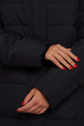 Оптом Пальто утепленное молодежное зимнее женское черного цвета 52382Ch, фото 16