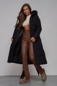 Оптом Пальто утепленное молодежное зимнее женское черного цвета 52382Ch в Уфе, фото 17