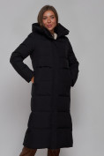 Оптом Пальто утепленное молодежное зимнее женское черного цвета 52382Ch в Самаре, фото 19
