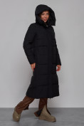 Оптом Пальто утепленное молодежное зимнее женское черного цвета 52382Ch, фото 7