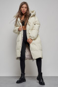 Оптом Пальто утепленное молодежное зимнее женское бежевого цвета 52391B в Екатеринбурге, фото 13