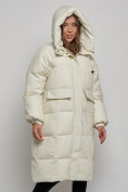 Оптом Пальто утепленное молодежное зимнее женское бежевого цвета 52391B, фото 6