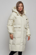 Оптом Пальто утепленное молодежное зимнее женское бежевого цвета 52391B в  Красноярске, фото 9