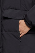 Оптом Пальто утепленное молодежное зимнее женское черного цвета 52391Ch в Волгоградке, фото 12