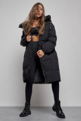 Оптом Пальто утепленное молодежное зимнее женское черного цвета 52391Ch в Ульяновске, фото 14