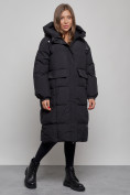 Оптом Пальто утепленное молодежное зимнее женское черного цвета 52391Ch в Самаре, фото 2