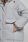 Оптом Пальто утепленное молодежное зимнее женское серого цвета 52391Sr в Самаре, фото 11