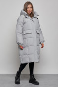 Оптом Пальто утепленное молодежное зимнее женское серого цвета 52391Sr в Челябинске, фото 2