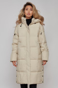 Оптом Пальто утепленное молодежное зимнее женское бежевого цвета 52392B в Самаре, фото 10