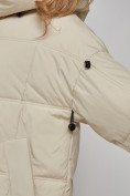 Оптом Пальто утепленное молодежное зимнее женское бежевого цвета 52392B в Самаре, фото 12