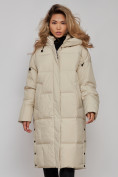 Оптом Пальто утепленное молодежное зимнее женское бежевого цвета 52392B в Перми, фото 20