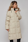 Оптом Пальто утепленное молодежное зимнее женское бежевого цвета 52392B в Омске, фото 21