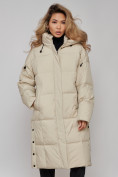 Оптом Пальто утепленное молодежное зимнее женское бежевого цвета 52392B в Самаре, фото 22