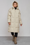 Оптом Пальто утепленное молодежное зимнее женское бежевого цвета 52392B в Перми, фото 5