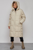 Оптом Пальто утепленное молодежное зимнее женское бежевого цвета 52392B в Сочи, фото 7