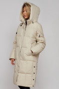 Оптом Пальто утепленное молодежное зимнее женское бежевого цвета 52392B в Сочи, фото 8