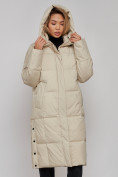 Оптом Пальто утепленное молодежное зимнее женское бежевого цвета 52392B в Санкт-Петербурге, фото 9