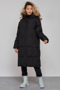 Оптом Пальто утепленное молодежное зимнее женское черного цвета 52392Ch в Челябинске, фото 10
