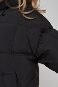 Оптом Пальто утепленное молодежное зимнее женское черного цвета 52392Ch, фото 14